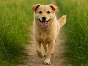 perro paseando en la naturaleza en temporada de garrapatas